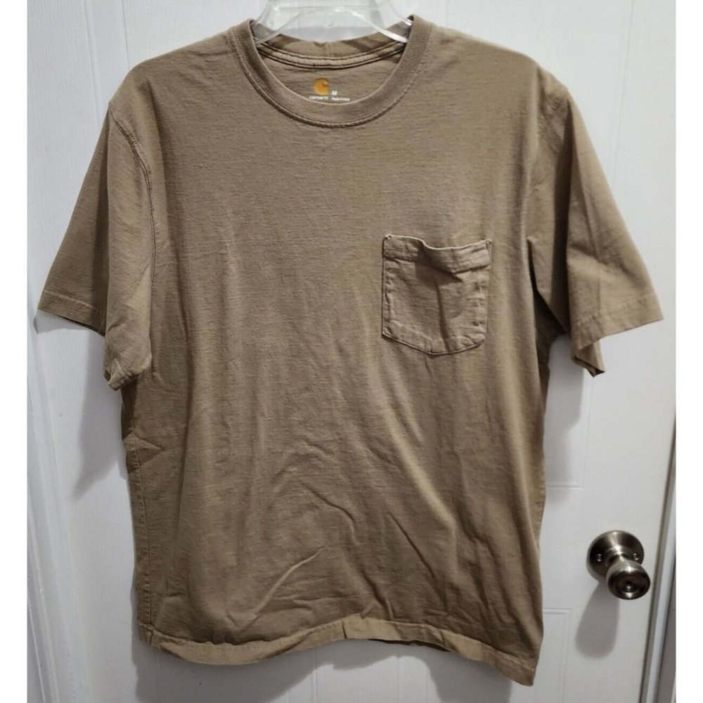Carhartt Shirt Mens Size Medium Brown Pocket Work Wear Original Fit Short Sleeve